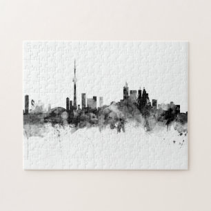 Puzzle Toronto Canada Skyline Black White