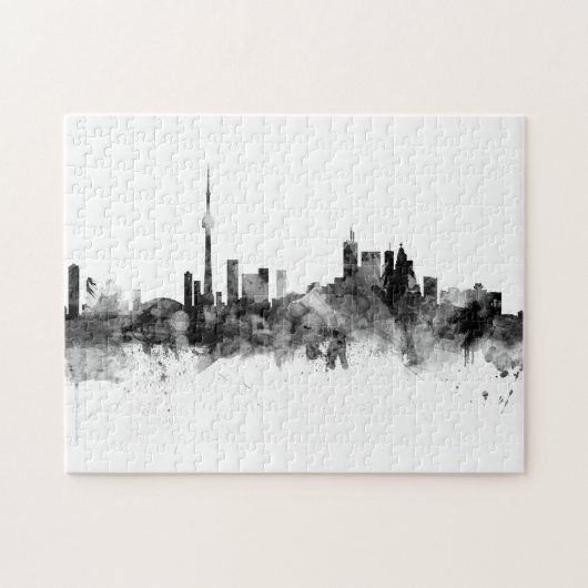 Puzzle Toronto Canada Skyline Black White (Horizontal)