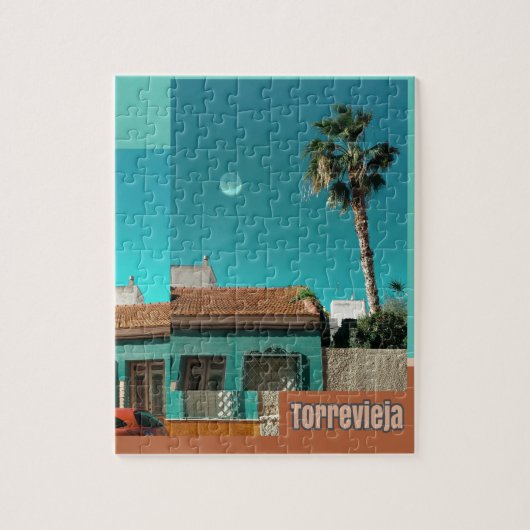 Puzzle Torrevieja en orange et turquoise (Vertical)