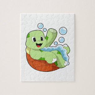 Puzzle Tortue à la baignade avec mousse