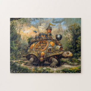 Puzzle Tortue avec bibliothèque et terrasse sur le toit s
