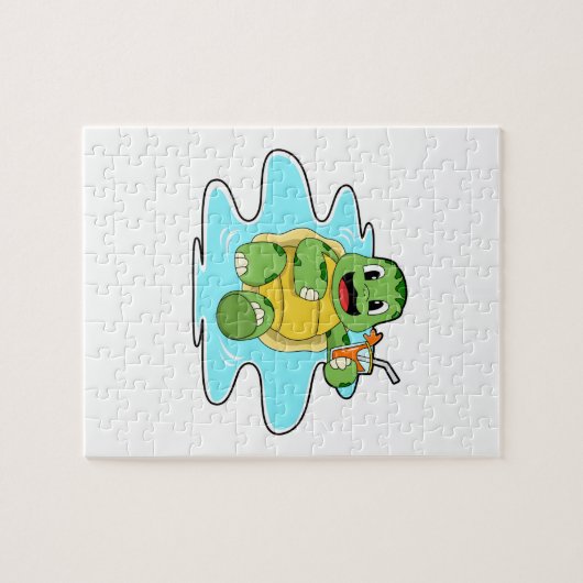 Puzzle Tortue avec boisson dans l'eau (Horizontal)