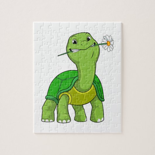 Puzzle Tortue avec fleur de marguerite (Vertical)