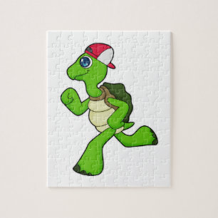 Puzzle Tortue comme coureur avec Casquette