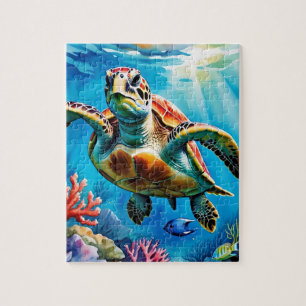 Puzzle Tortue de mer aquarelle océan tropical