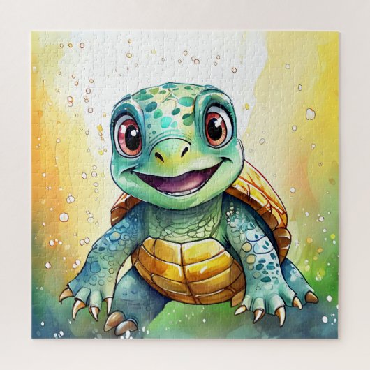 Puzzle Tortue de mer chibi adorable sous la mer (Vertical)