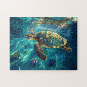 Puzzle Tortue de mer dans la belle eau bleue (Horizontal)