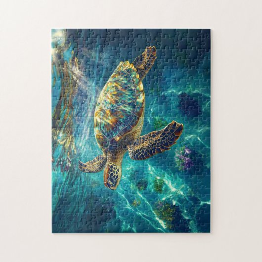 Puzzle Tortue de mer dans la belle eau bleue (Vertical)