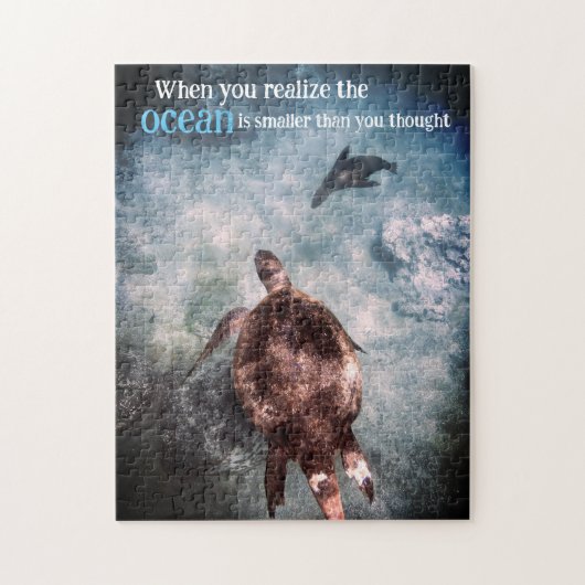 Puzzle Tortue de mer et lion de mer sous l'eau (Vertical)