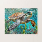 Puzzle Tortue de mer et peinture de corail (Horizontal)
