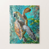 Puzzle Tortue de mer et peinture de corail (Vertical)