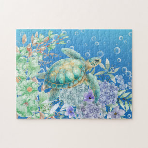 Puzzle Tortue de mer florale