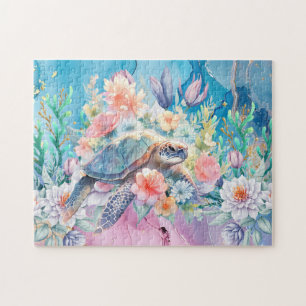 Puzzle Tortue de mer florale