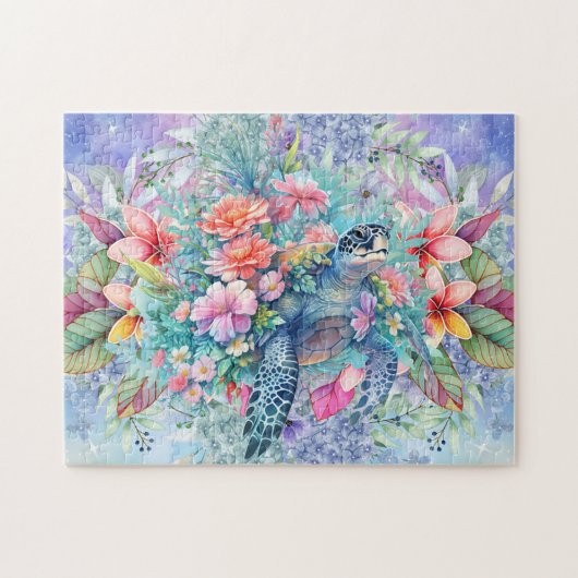 Puzzle Tortue de mer florale (Horizontal)