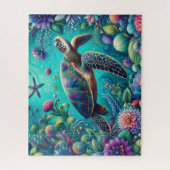 Puzzle Tortue de mer florale (Vertical)