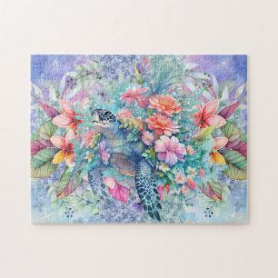 Puzzle Tortue de mer florale