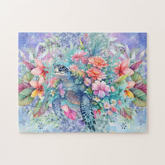 Puzzle Tortue de mer florale (Horizontal)
