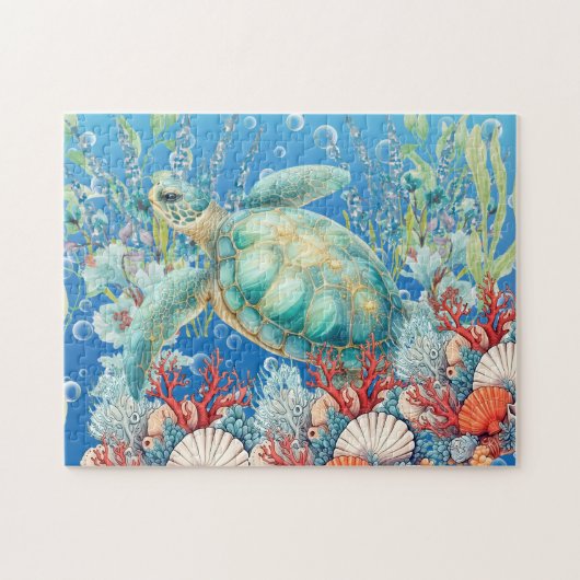 Puzzle Tortue de mer florale (Horizontal)