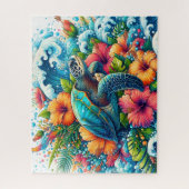 Puzzle Tortue de mer florale tropicale (Vertical)