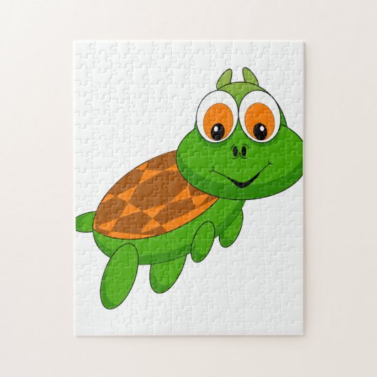 Puzzle Tortue drôle en vert et orange (Vertical)
