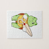 Puzzle Tortue en coiffeur avec ciseaux (Horizontal)