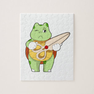 Puzzle Tortue en coiffeur avec ciseaux