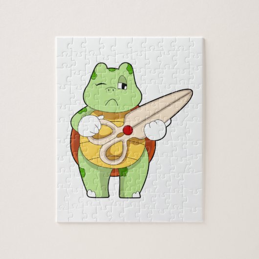Puzzle Tortue en coiffeur avec ciseaux (Vertical)