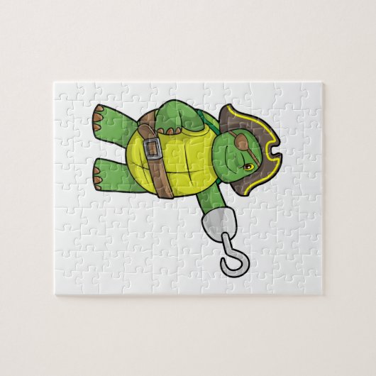 Puzzle Tortue en pirate avec patchs main et oeil (Horizontal)