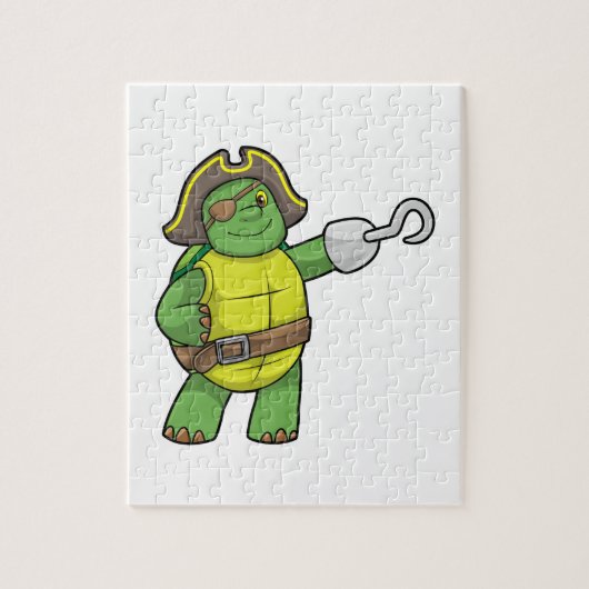 Puzzle Tortue en pirate avec patchs main et oeil (Vertical)