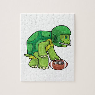 Puzzle Tortue en sport avec football et casque