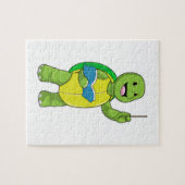 Puzzle Tortue en tant qu'enseignant avec livre et pointeu (Horizontal)