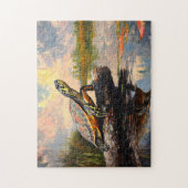 Puzzle Tortue mignonne sur un rondelle Everglades peintur (Vertical)