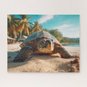 Puzzle Tortue Plage Sable Palmiers Tropicaux Océan Photo (Horizontal)