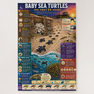 Puzzle Tortues de mer bébés - Premier voyage remarquable