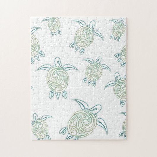 Puzzle Tortues de mer Motif blanc vert (Vertical)