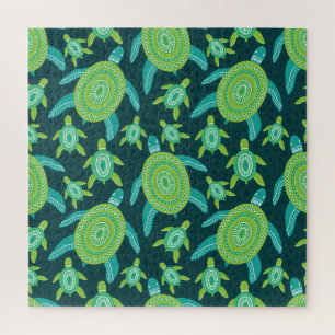 Puzzle Tortues ornementales vertes : motif vintage.