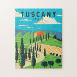 Puzzle Toscane Italie Vignoble Voyage Art Vintage<br><div class="desc">Design d'art vectoriel toscan. Sa capitale,  Florence,  abrite l'art et l'architecture de la Renaissance parmi les plus reconnaissables au monde,  dont la statue "David" de Michel-Ange.</div>