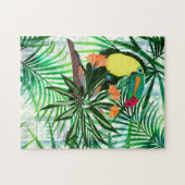 Puzzle Toucan coloré et fleurs. (Horizontal)