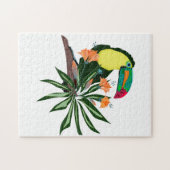 Puzzle Toucan coloré et fleurs. (Horizontal)
