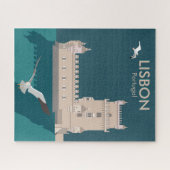 Puzzle Tour de Belem de Lisbonne dans le style poster vin (Horizontal)