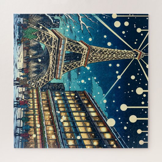 Puzzle Tour Eiffel à Paris, France à l'heure de Noël (Horizontal)