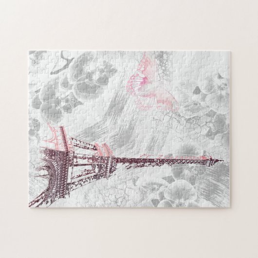 Puzzle Tour Eiffel contre l'arrière - plan des orchidées (Horizontal)