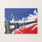 Puzzle Tour Eiffel | drapeau grunge de Paris, France | (Horizontal)