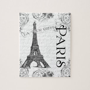 Puzzle Tour Eiffel en noir et blanc