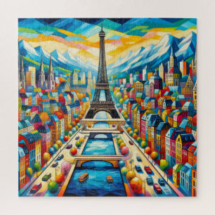 Puzzle Tour Eiffel et tableaux colorés