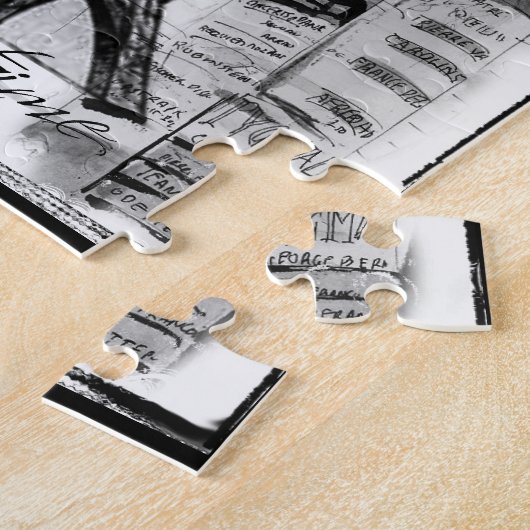 Puzzle Tour Eiffel Paris Collage noir et blanc Sc (Côté)