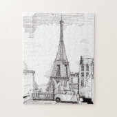 Puzzle Tour Eiffel Paris France Illustration en encre de (Vertical)