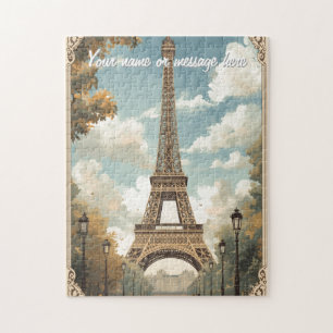Puzzle Tour Eiffel Paris Voyage Art Rétro Vintage Nom