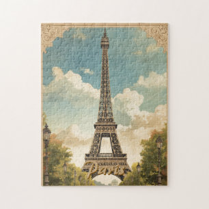 Puzzle Tour Eiffel Paris Voyage Style Rétro Art Vintage