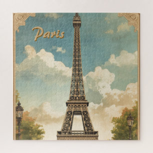 Puzzle Tour Eiffel Paris Voyage Style Rétro Art Vintage